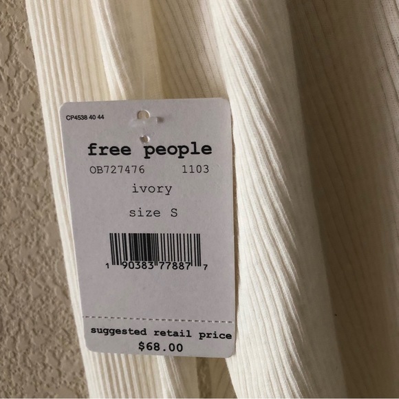 Free People We The Free Ivory Long Sleeve Cotton V Neck Top - Picture 9 of 16